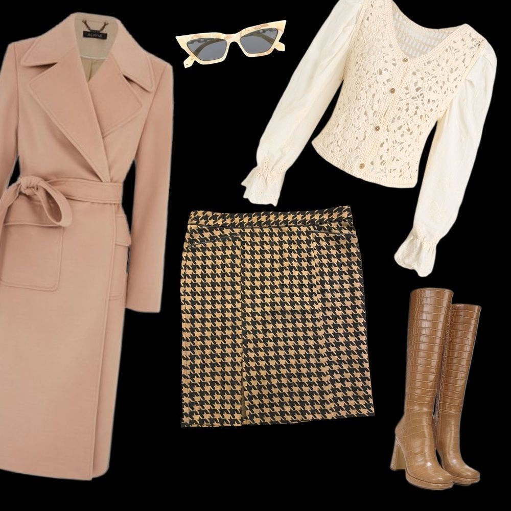 houndstooth skirt•89th & madison straight slight stretch designer jersey